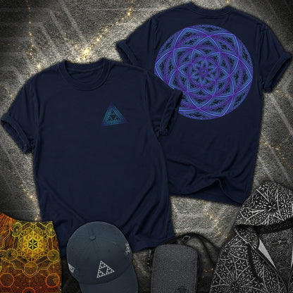 Sierpinski Seed Of Life 2 Sided T-Shirt - Sierpinski Seed Of Life 2 Sided T-Shirt - Navy