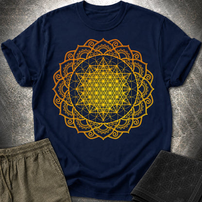 Tetrahedron Mandala T-Shirt - Tetrahedron Mandala T-Shirt - Navy