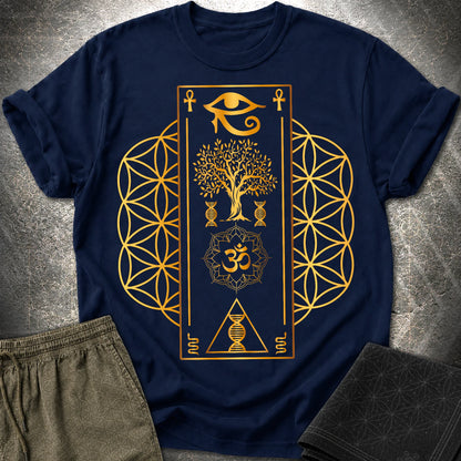 Flower Of Life Horus Egypt T-Shirt - Flower Of Life Horus Egypt T-Shirt - Navy