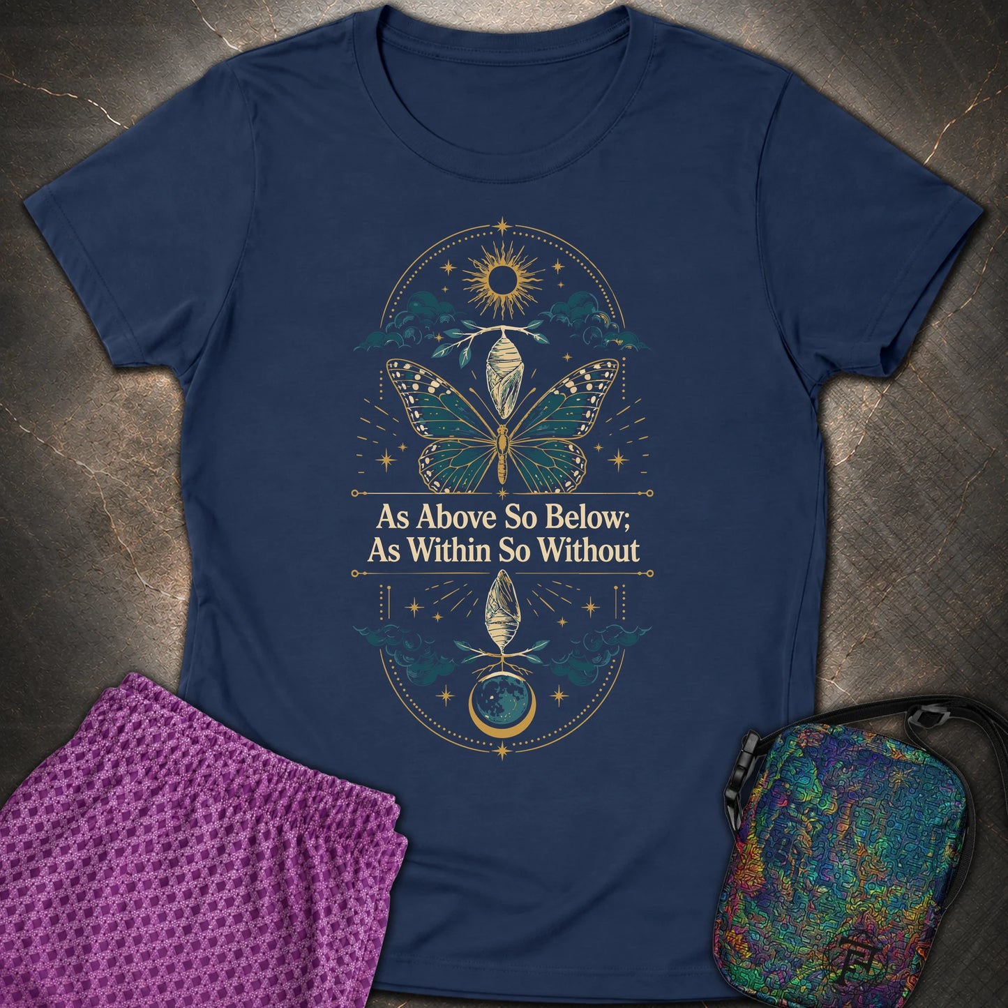As Above So Below Transformation - As Above So Below Transformation Womens T-Shirt - Navy