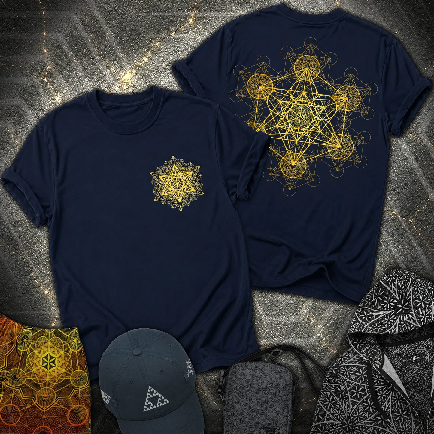 Metatron Fractal 2 Sided T-Shirt - Metatron Fractal 2 Sided T-Shirt - Navy