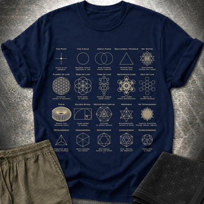 Sacred Geometry Figures Comfort T-Shirt - Sacred Geometry Figures T-Shirt - Navy