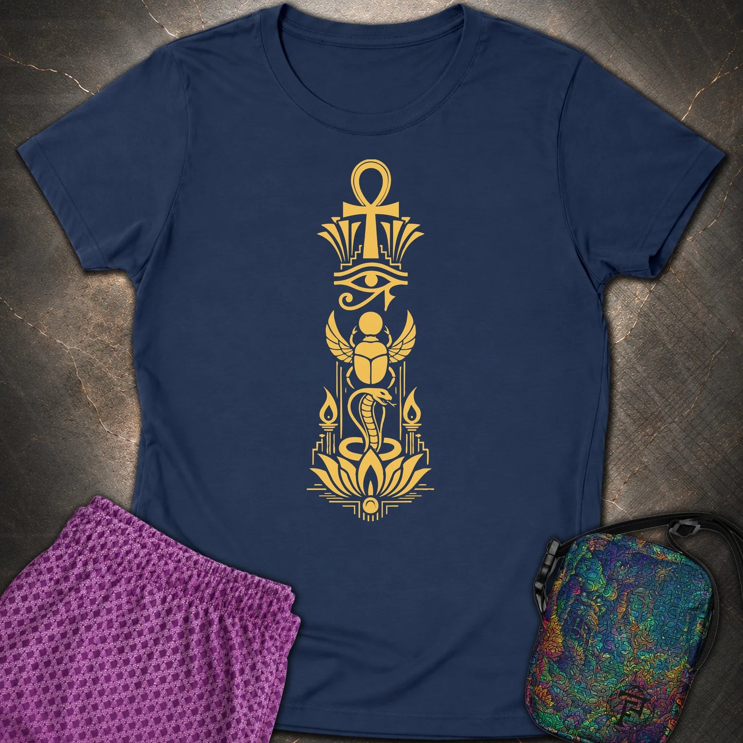 Sacred Symbols of Eternal Life - Sacred Symbols of Eternal Life Womens T-Shirt - Navy