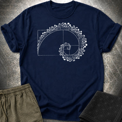 Golden Ratio Flower Spiral T-Shirt - Golden Ratio Flower Spiral T-Shirt - Navy