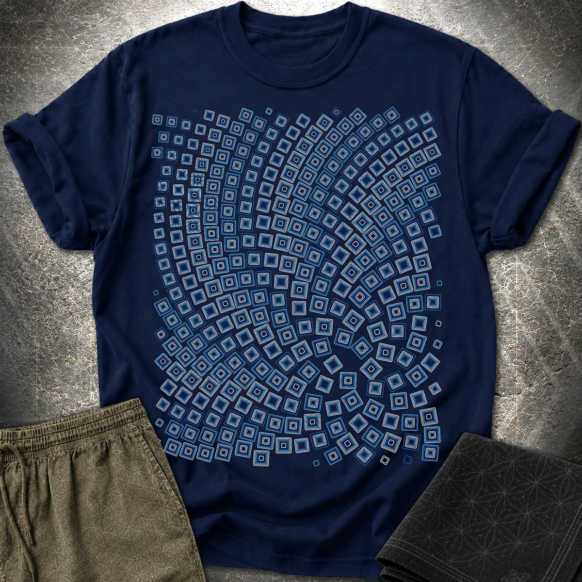 Golden Ratio Fibonacci Spiral Geometric Math Art T-Shirt - Golden Ratio Fibonacci Spiral Geometric Math Art T-Shirt - Navy