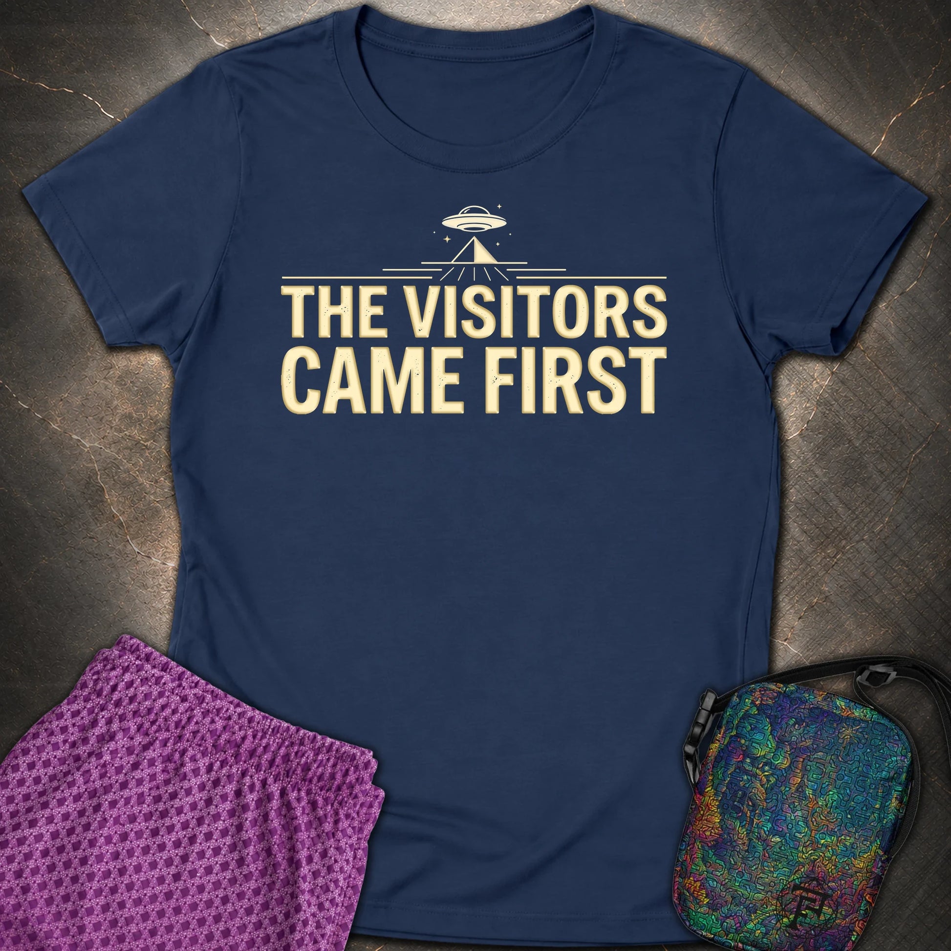 The Visittors Come First - The Visittors Come First Womens T-Shirt - Navy