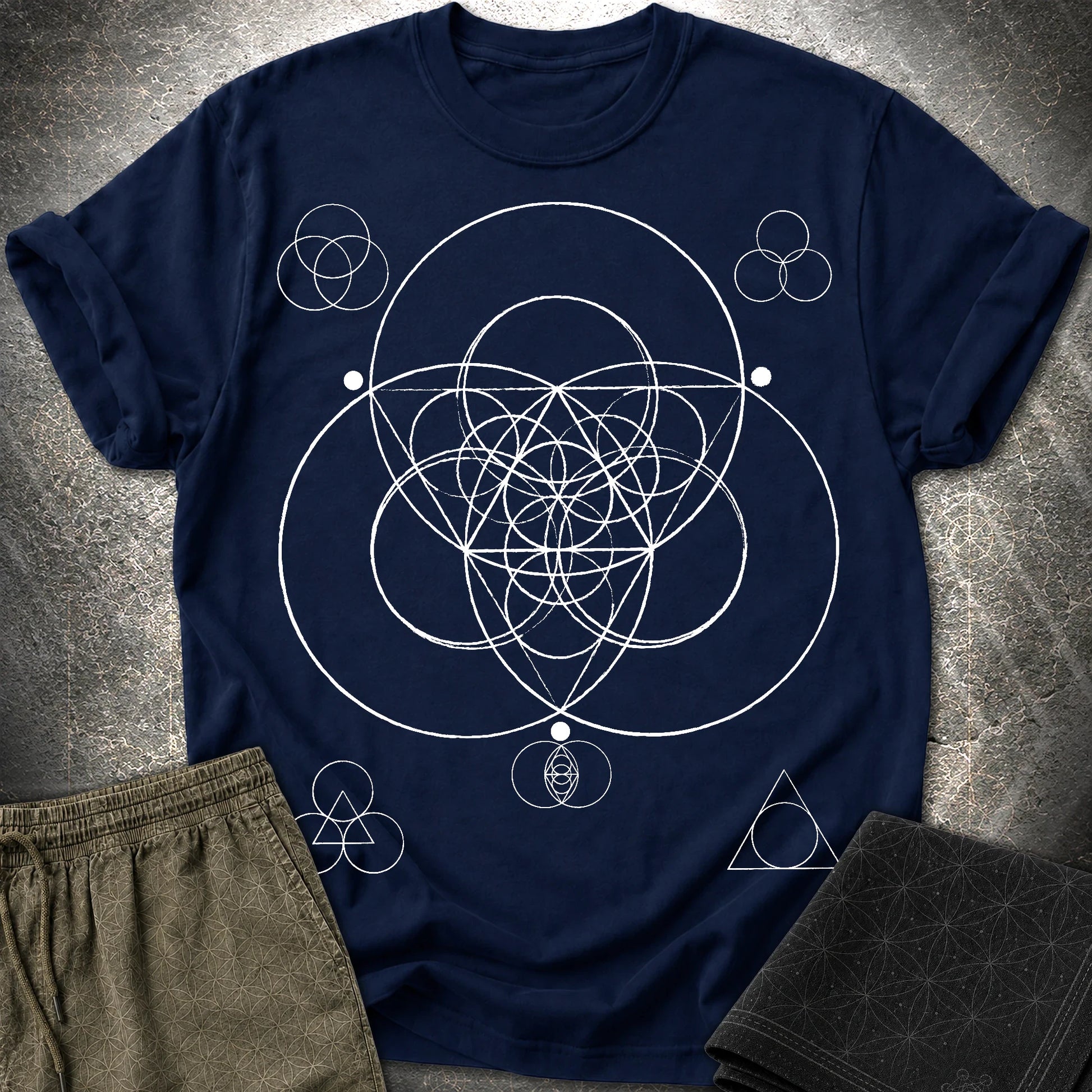Geometric Triad T-Shirt - Geometric Triad T-Shirt - Navy