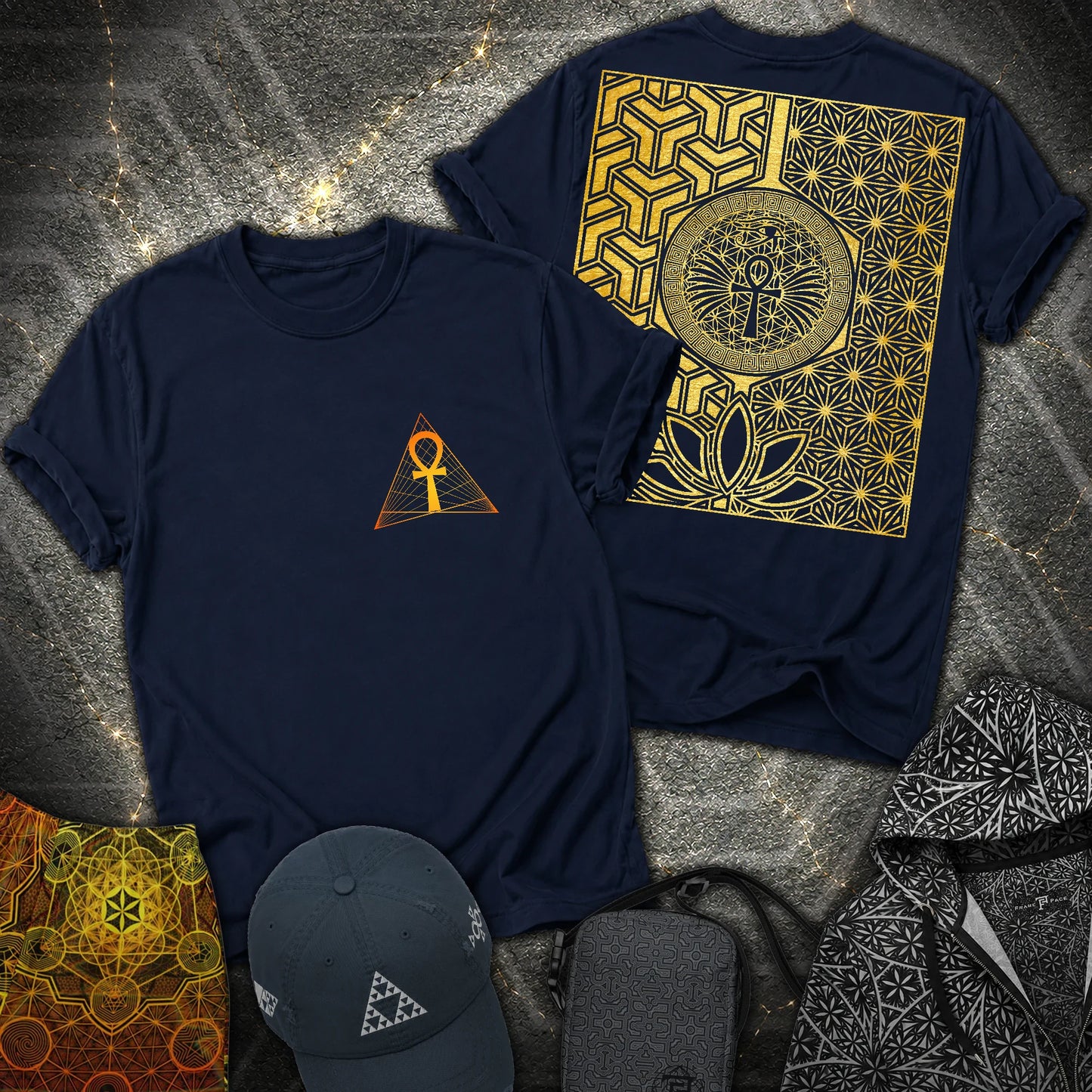 Ankh Egypt 2 Sided T-Shirt - Ankh Egypt 2 Sided T-Shirt - Navy