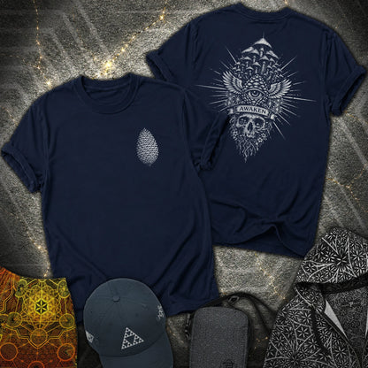 Mushroom Awakening 2 Sided T-Shirt - Mushroom Awakening 2 Sided T-Shirt - Navy