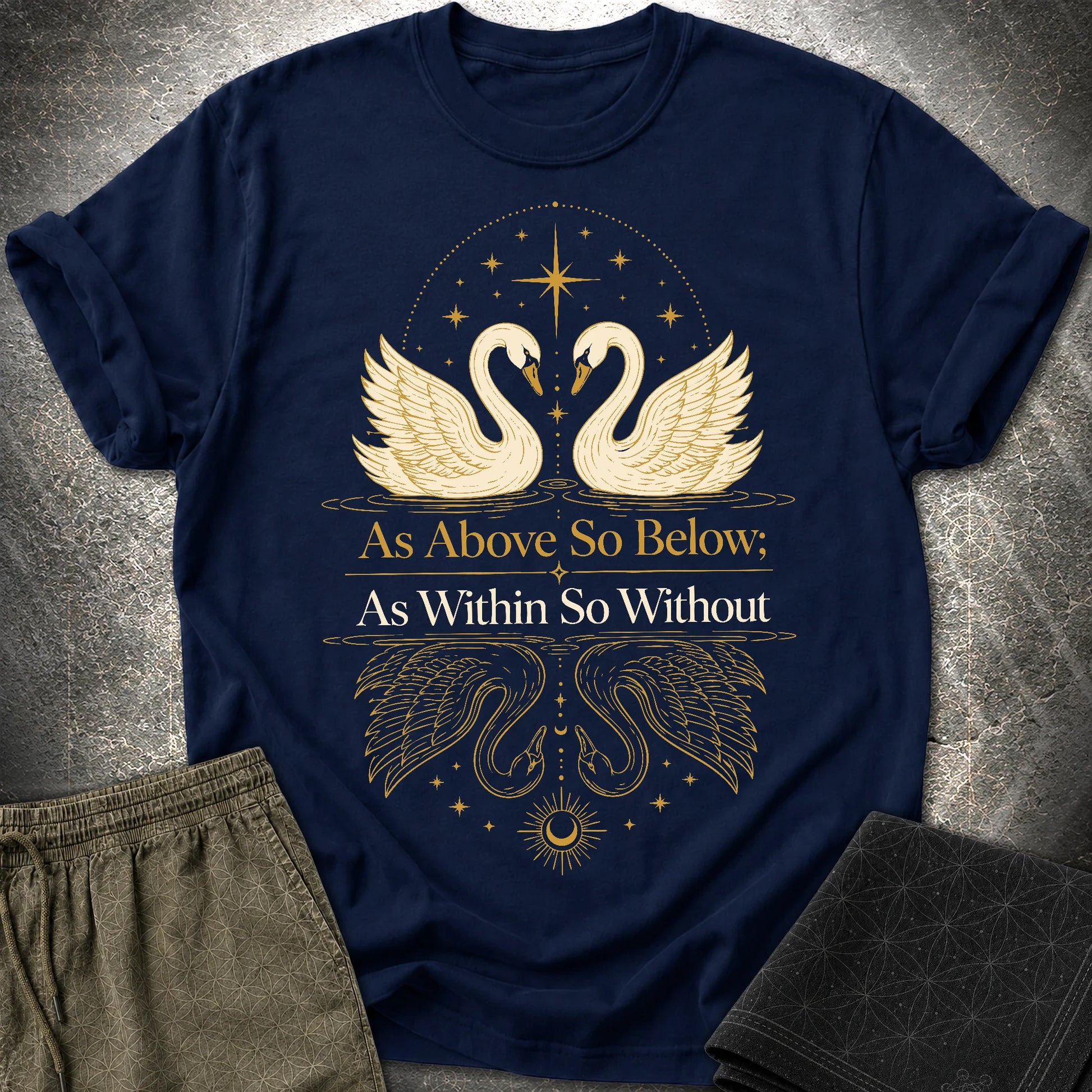 As Above So Below Swans - As Above So Below Swans T-Shirt - Navy