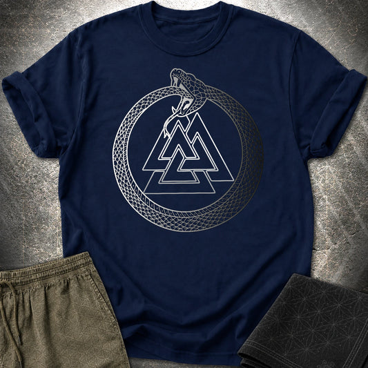 Valknut Ouroboros T-Shirt - Valknut Ouroboros T-Shirt - Navy