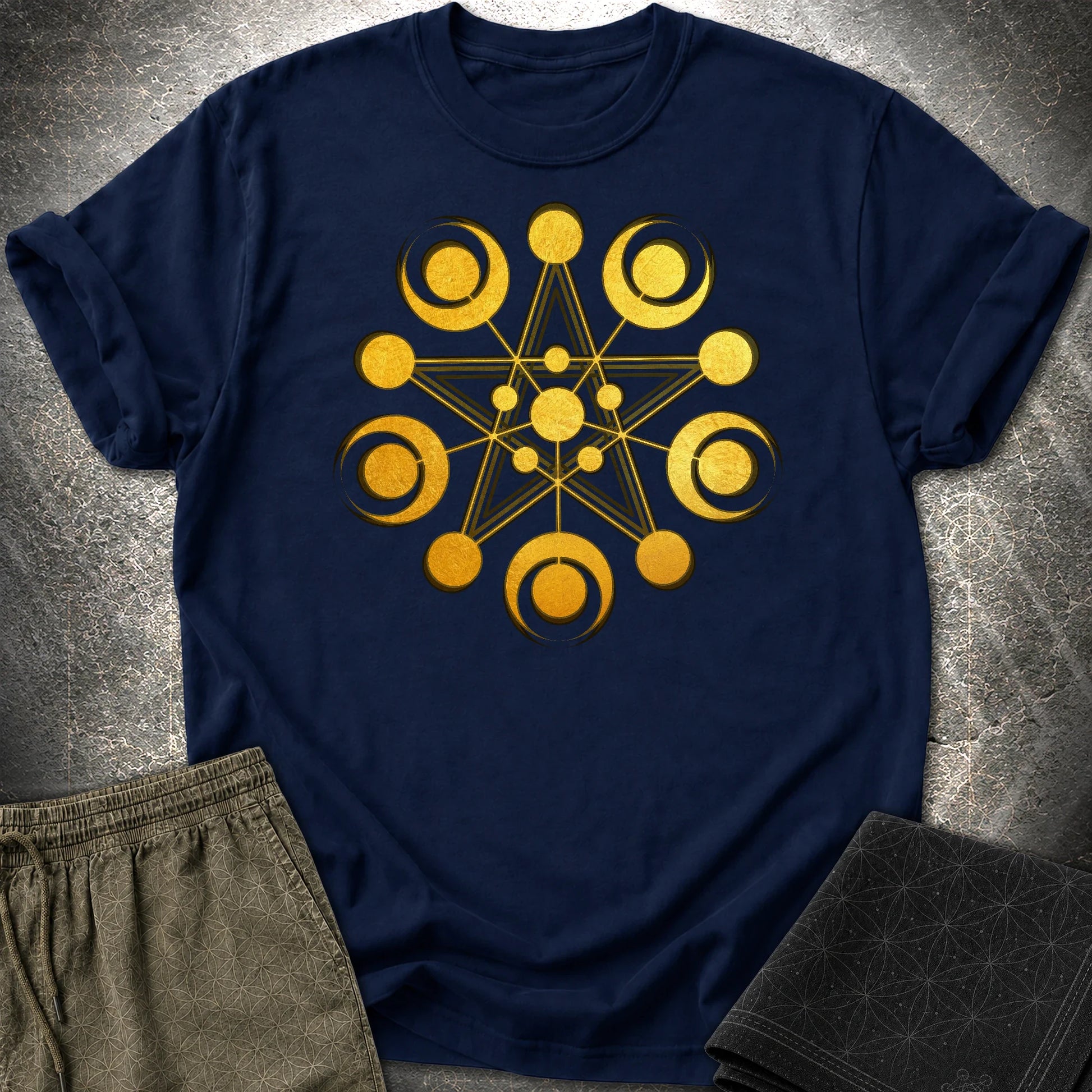 Golden Crop Circle T-Shirt - Golden Crop Circle T-Shirt - Navy