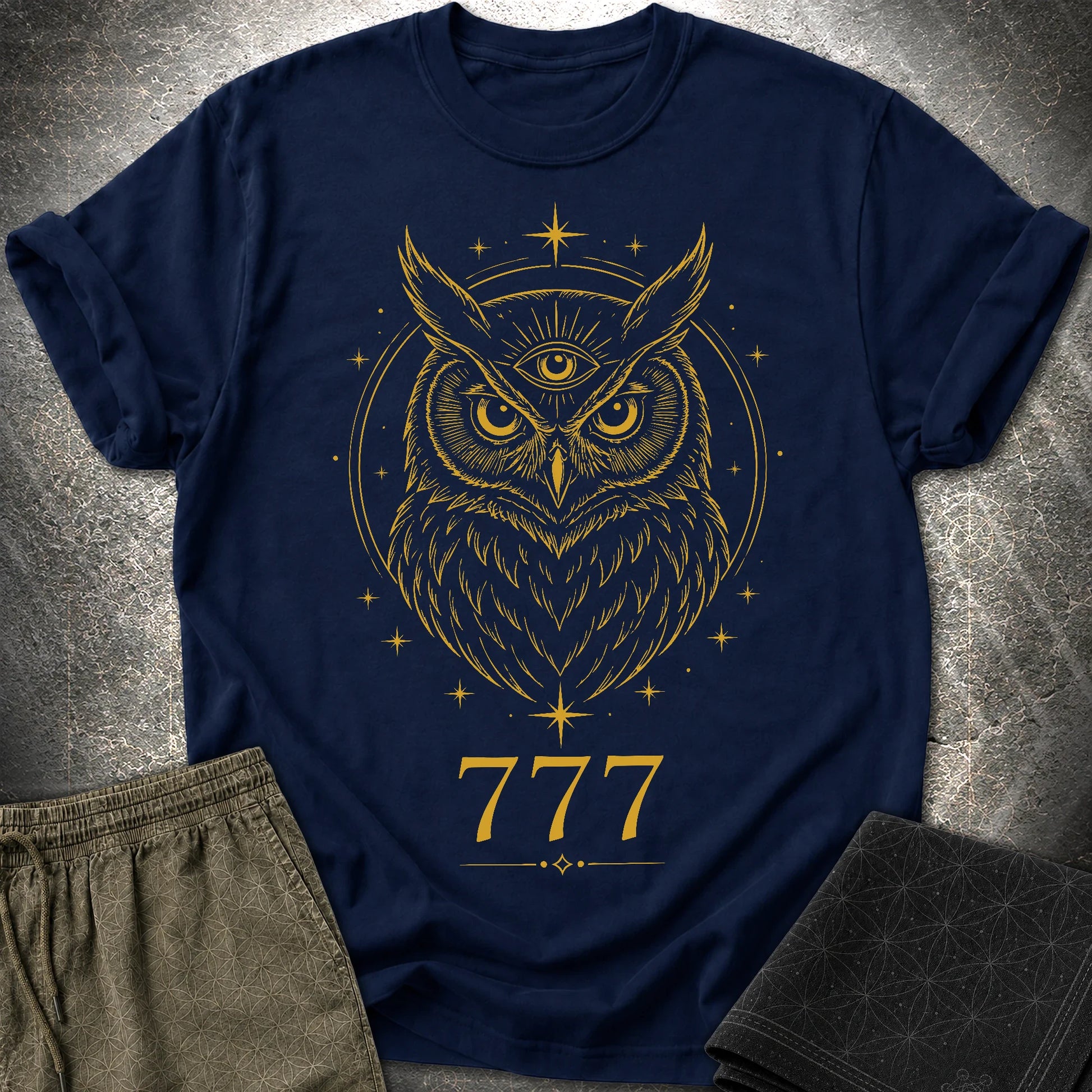 777 Mystic Owl T-Shirt - 777 Mystic Owl T-Shirt - Navy