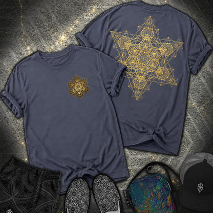 Metatron Fractal Star 2 Sided Comfort T-shirt - Metatron Fractal Star 2 Sided Comfort T-shirt - Navy