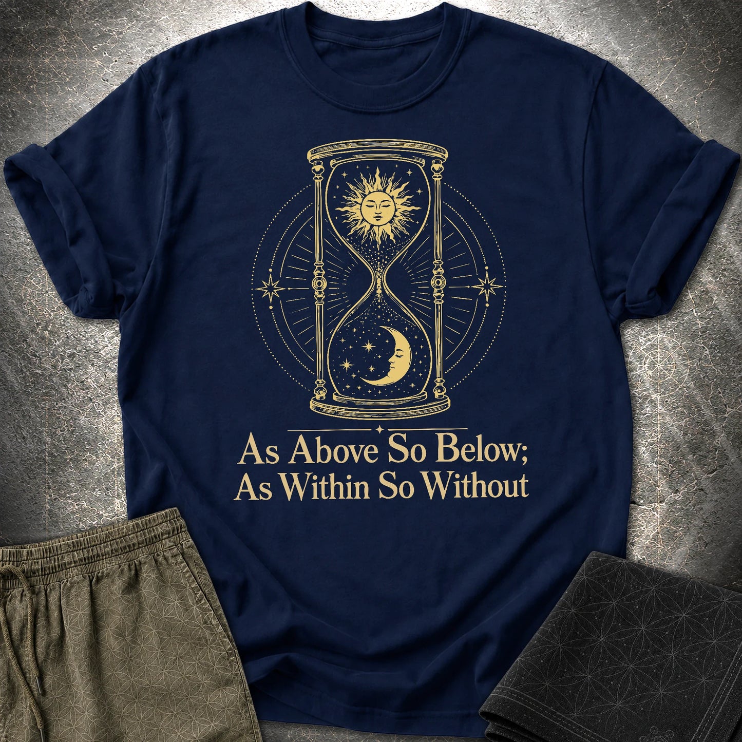As Above So Below Hourglass - As Above So Below Hourglass T-Shirt - Navy