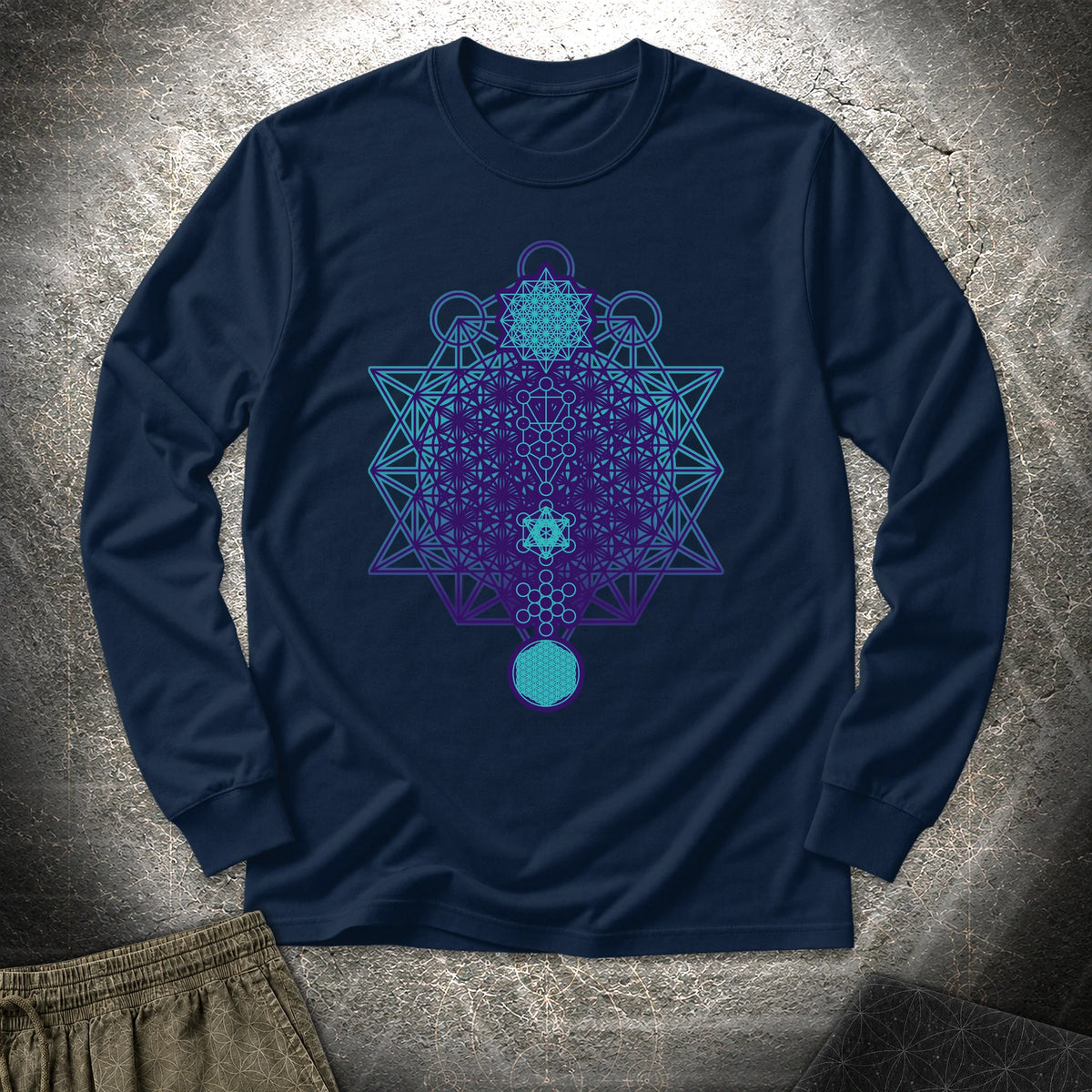 All The Sacred Geometry - All The Sacred Geometry Long Sleeve Shirt - Navy