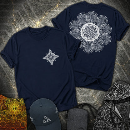 Geometric Flower 2 Sided T-Shirt - Geometric Flower 2 Sided T-Shirt - Navy