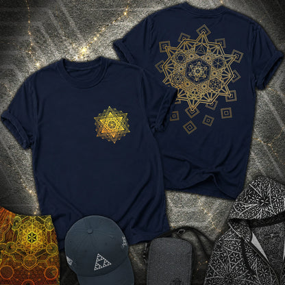 Metatron Platonic Solids 2 Sided T-Shirt - Metatron Platonic Solids 2 Sided T-Shirt - Navy