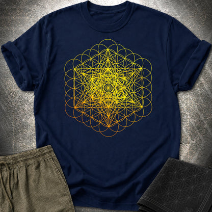 Metatron's Cube on Flower Of Life T-Shirt - Metatron's Cube on Flower Of Life T-Shirt - Navy