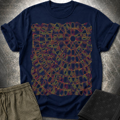 Psychedelic Sun Boho Hippie Mosaic Art T-Shirt - Psychedelic Sun Boho Hippie Mosaic Art T-Shirt - Navy