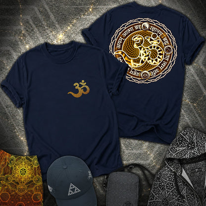 Ohm Sanskrit Scriptures 2 Sided T-Shirt - Ohm Sanskrit Scriptures 2 Sided T-Shirt - Navy