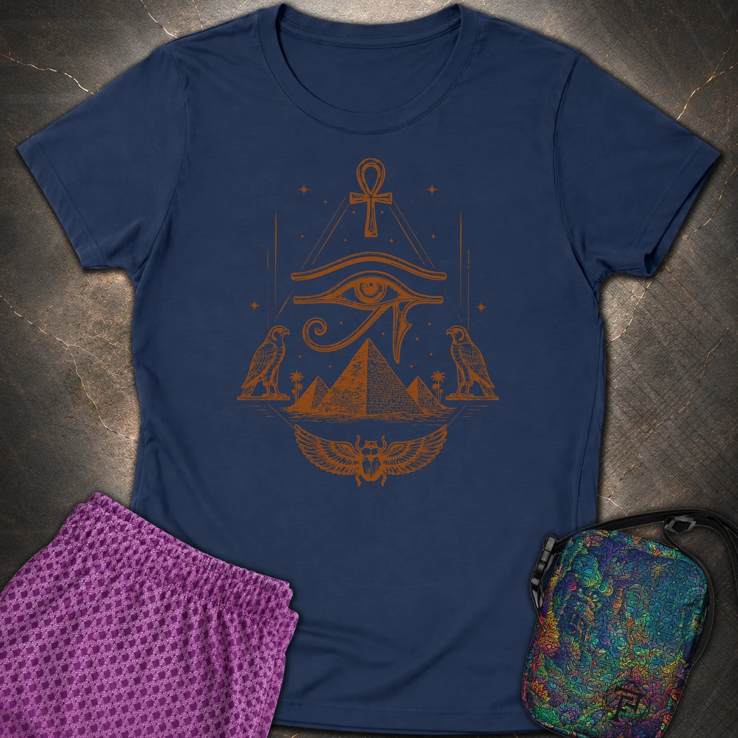 Eye Above the Ancient Pyramids - Eye Above the Ancient Pyramids Womens T-Shirt - Navy