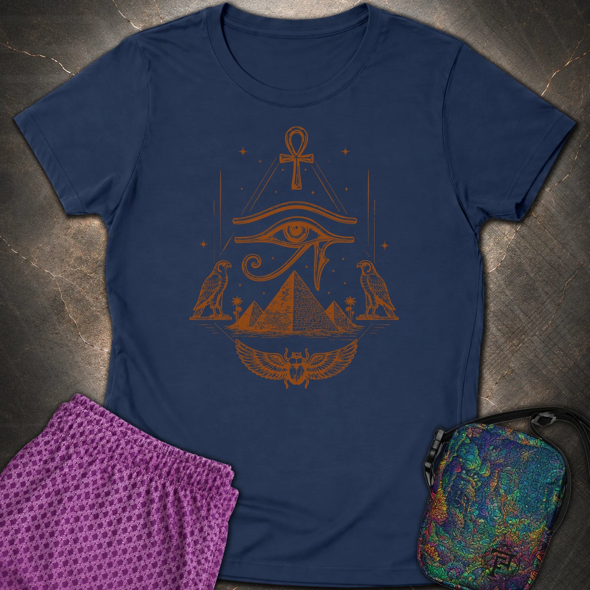 Eye Above the Ancient Pyramids - Eye Above the Ancient Pyramids Womens T-Shirt - Navy