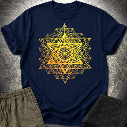 Metatron's Cube Grid T-Shirt - Metatron's Cube Grid T-Shirt - Navy