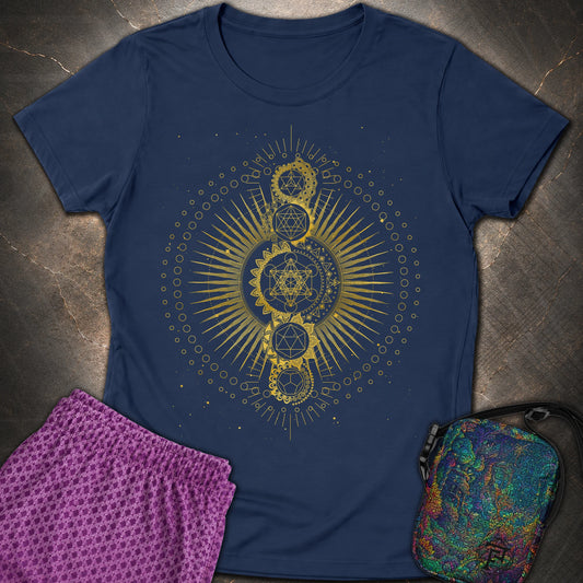 Sacred Geometry Radiating Mandala - Sacred Geometry Radiating Mandala Womens T-Shirt - Navy