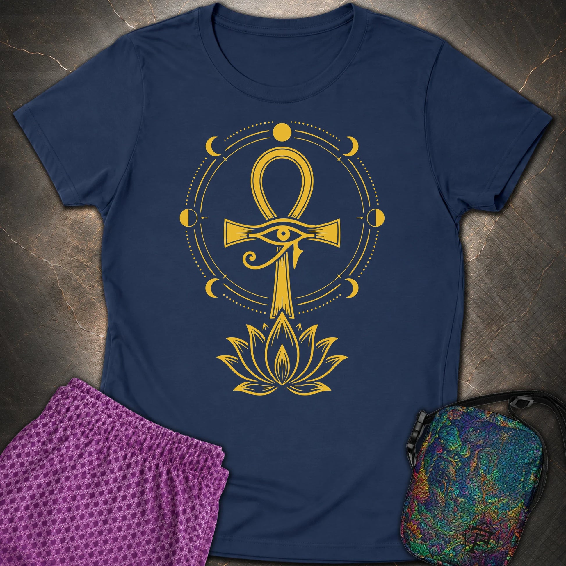 Eye of Life Above Lotus - Eye of Life Above Lotus Womens T-Shirt - Navy