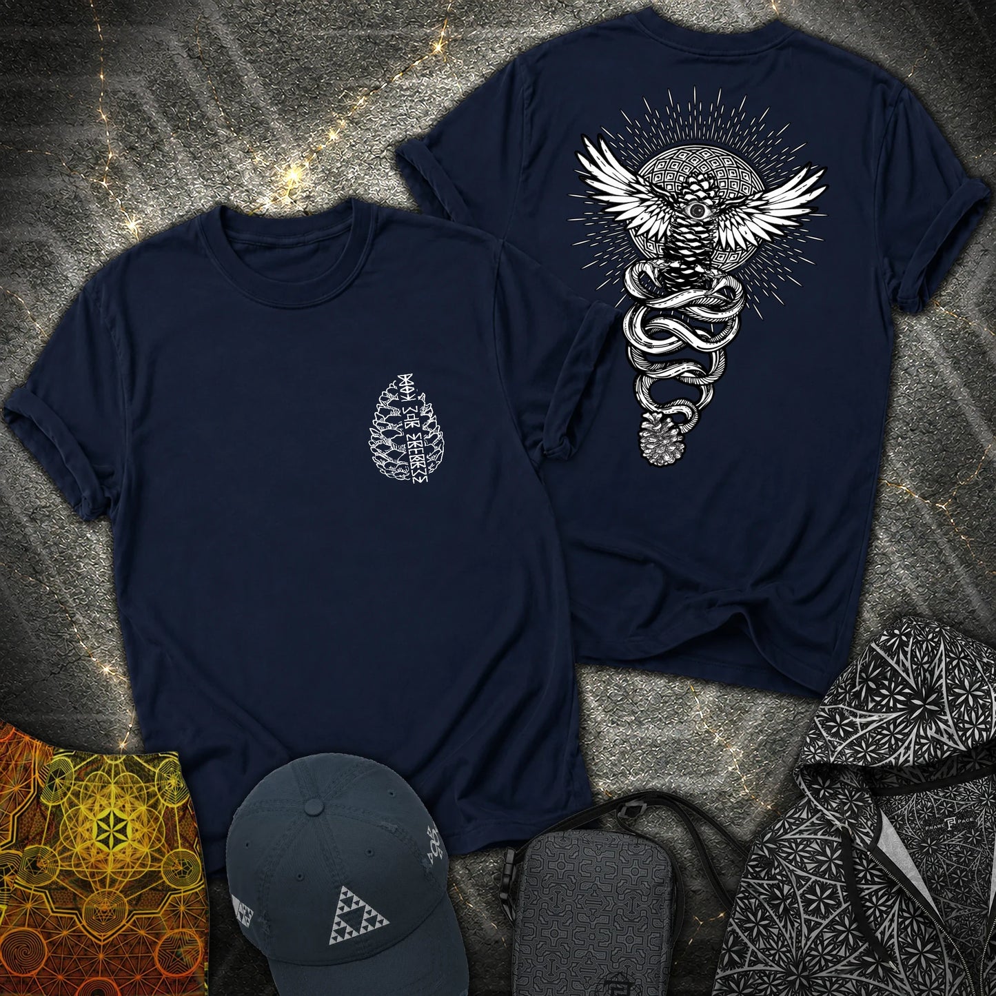 Pineal Gland Awakening 2 Sided T-Shirt - Pineal Gland Awakening 2 Sided T-Shirt - Navy
