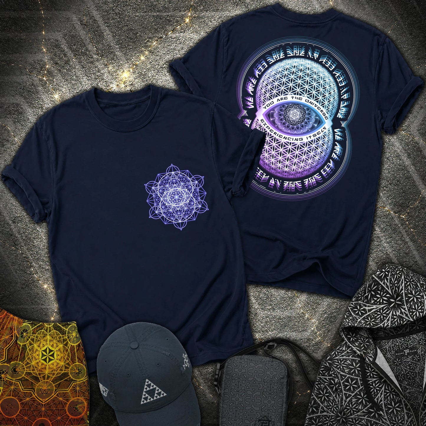 Alan Watts Universe 2 Sided T-Shirt - Alan Watts Universe 2 Sided T-Shirt - Navy