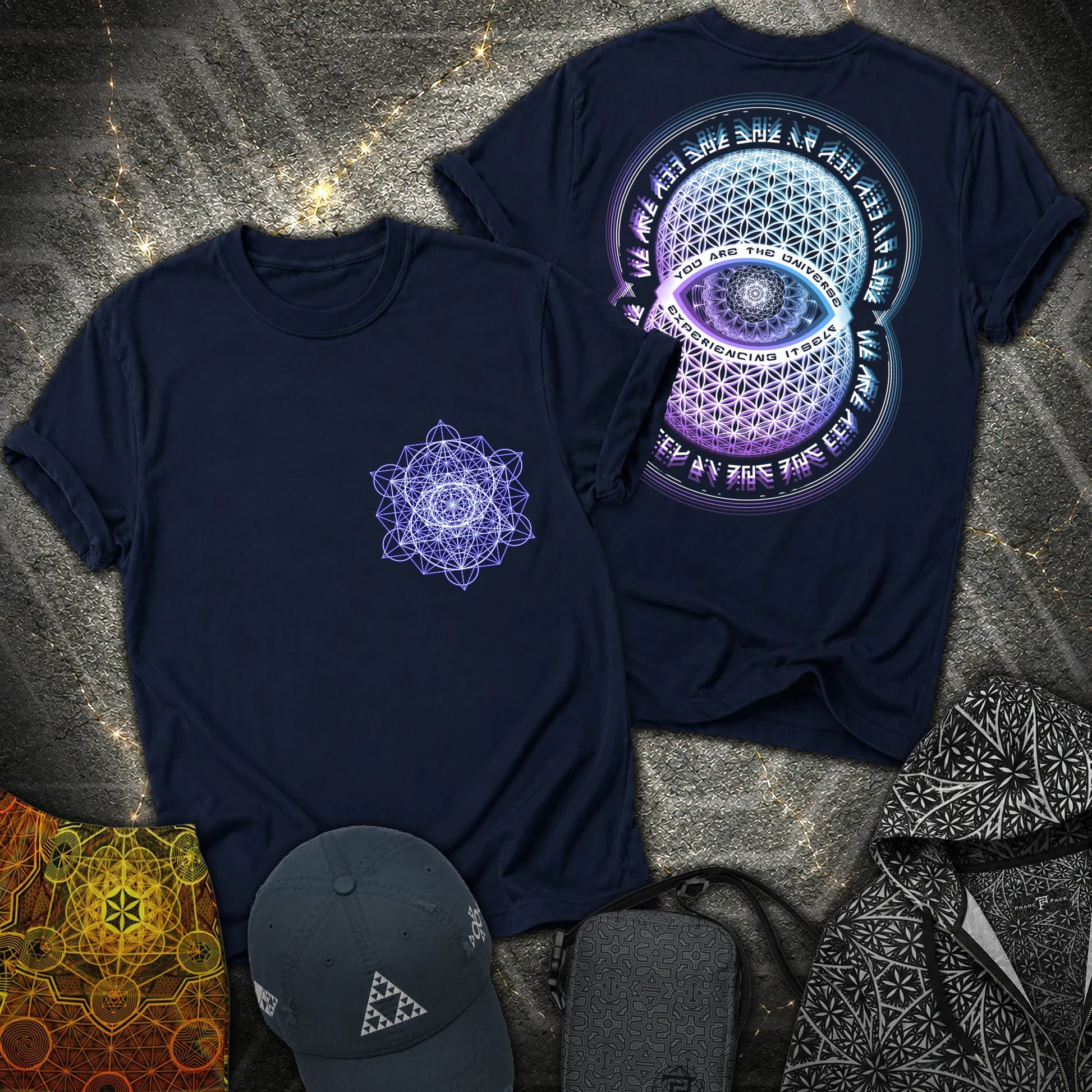 Alan Watts Universe 2 Sided T-Shirt - Alan Watts Universe 2 Sided T-Shirt - Navy