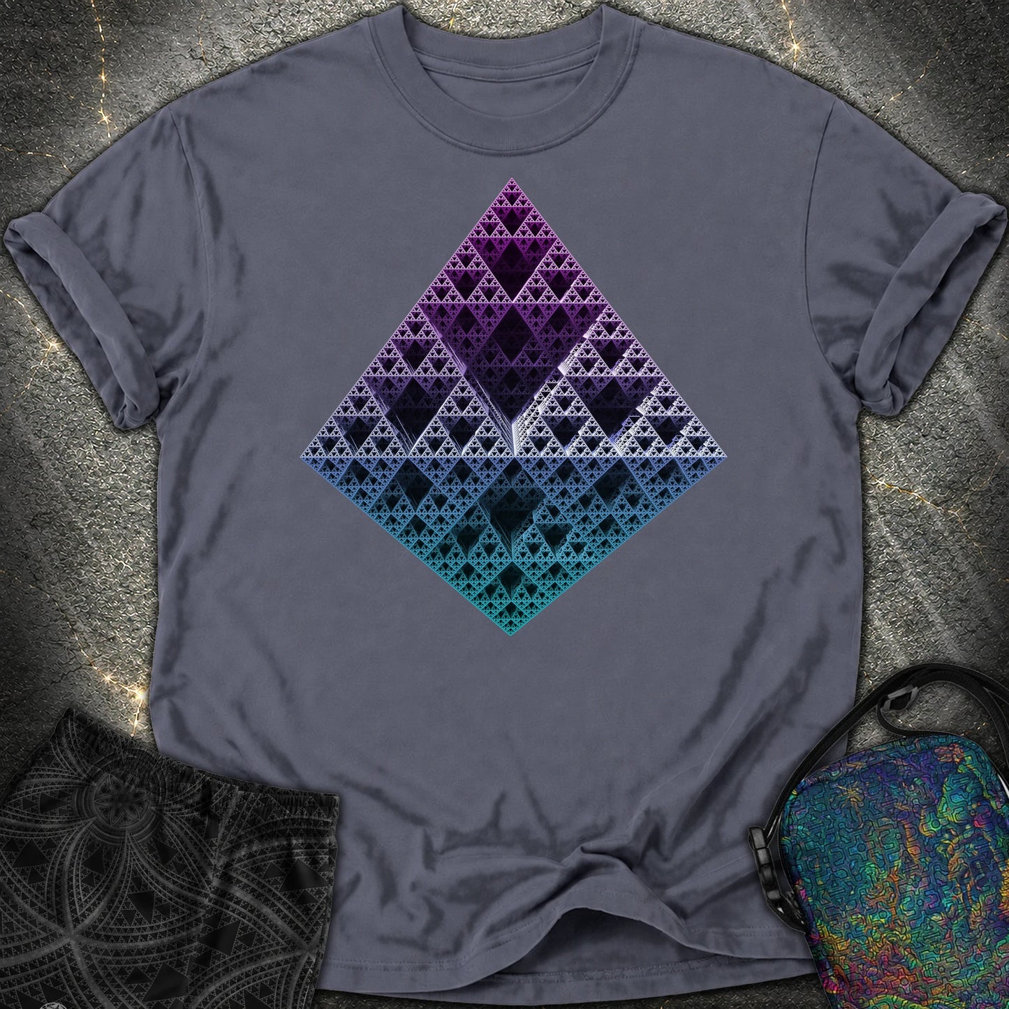 Sierpinski 3D Fractal Comfort T-Shirt - Sierpinski 3D Fractal Comfort T-Shirt - Navy