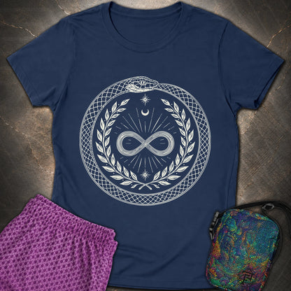 888 Ouroboros Infinity Unisex Womens T-Shirt - 888 Ouroboros Infinity Unisex Womens T-Shirt - Navy