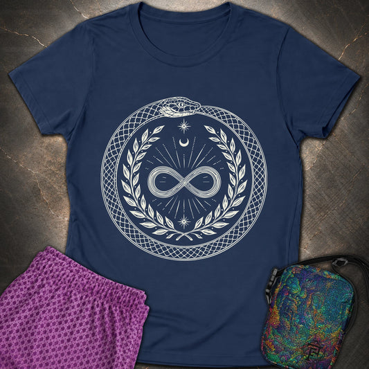 888 Ouroboros Infinity Unisex Womens T-Shirt - 888 Ouroboros Infinity Unisex Womens T-Shirt - Navy
