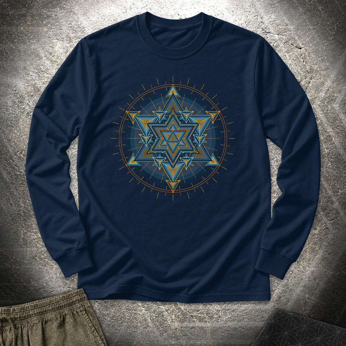 Merkaba Light Matrix - Merkaba Light Matrix Long Sleeve Shirt - Navy