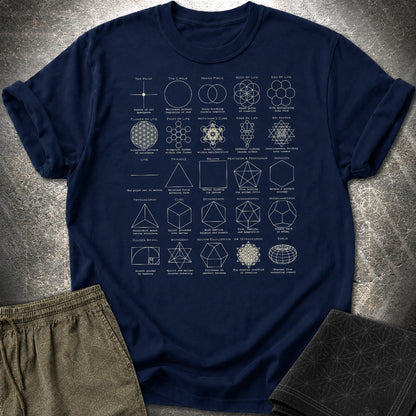 Sacred Geometry Figures T-Shirt - Sacred Geometry Figures T-Shirt - Navy