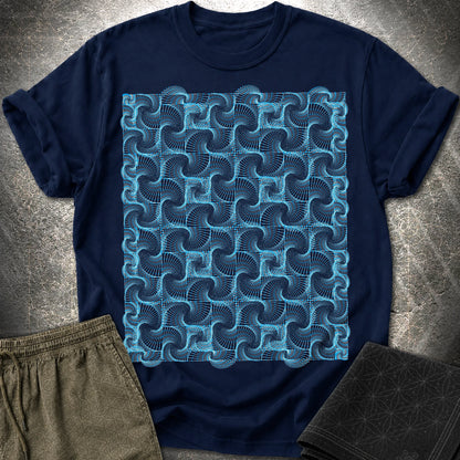 Psychedelic Spiral Optical Illusion Trippy Geometric T-Shirt - Psychedelic Spiral Optical Illusion Trippy Geometric T-Shirt - Navy