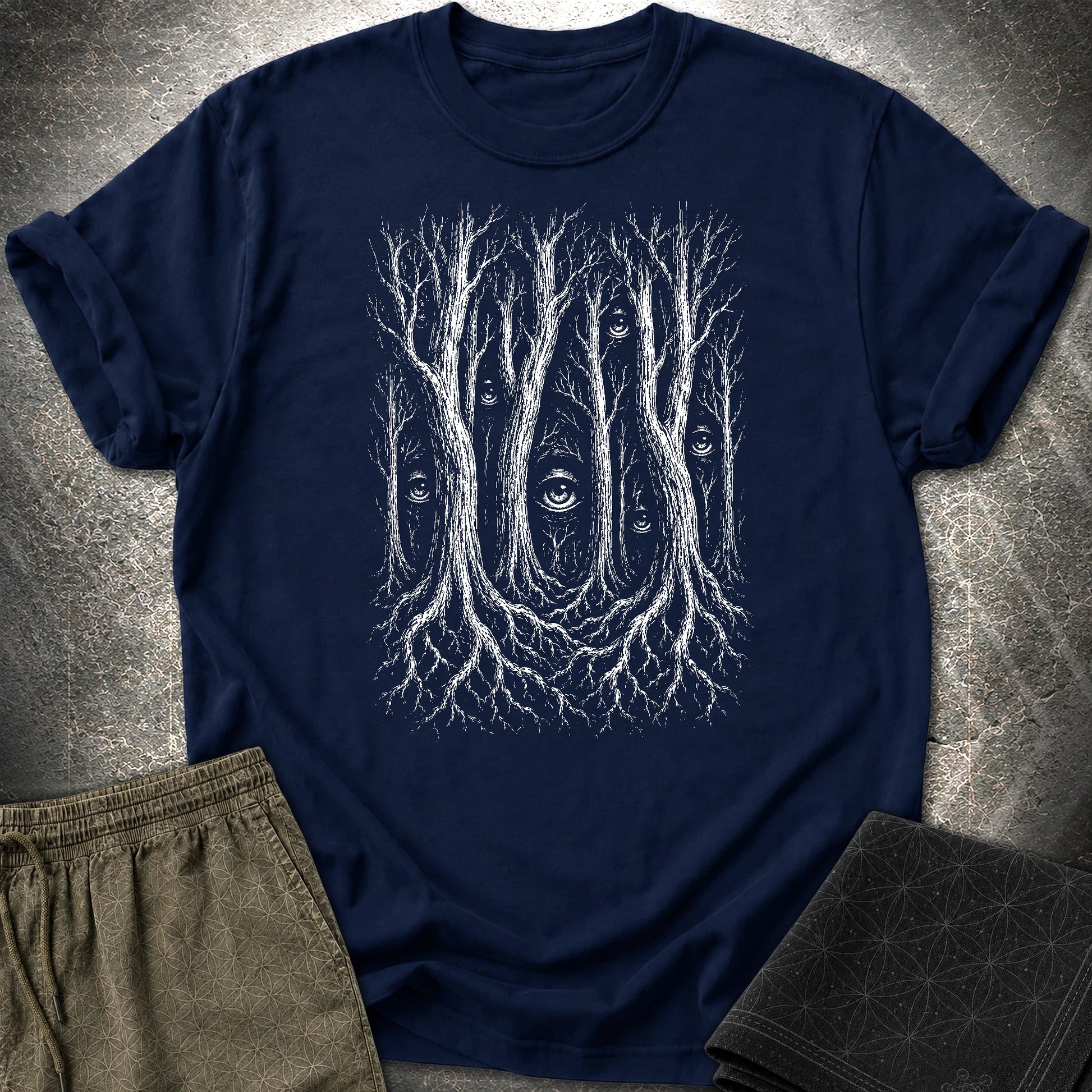 Forest Consciousness Watching T-Shirt - Forest Consciousness Watching T-Shirt - Navy
