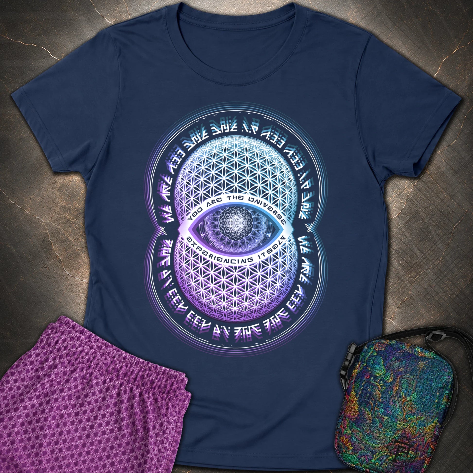 Alan Watts You Are The Universe T-Shirt - Alan Watts You Are The Universe Womens T-Shirt - Navy