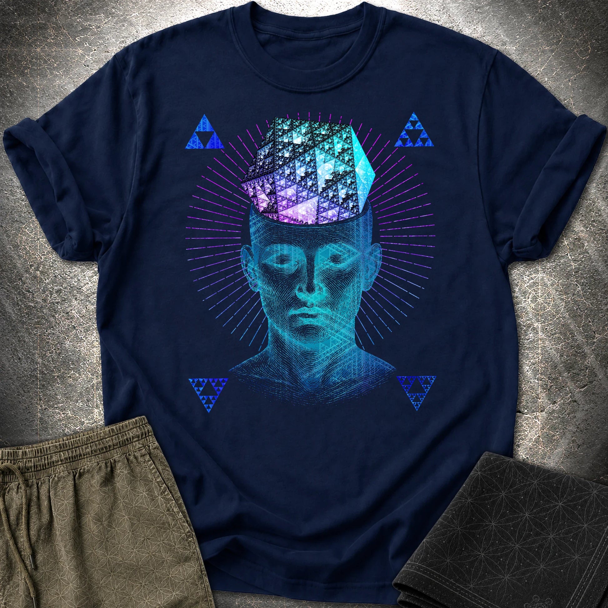 The Mathematitian Fractal Mind T-Shirt - The Mathematitian Fractal Mind T-Shirt - Navy
