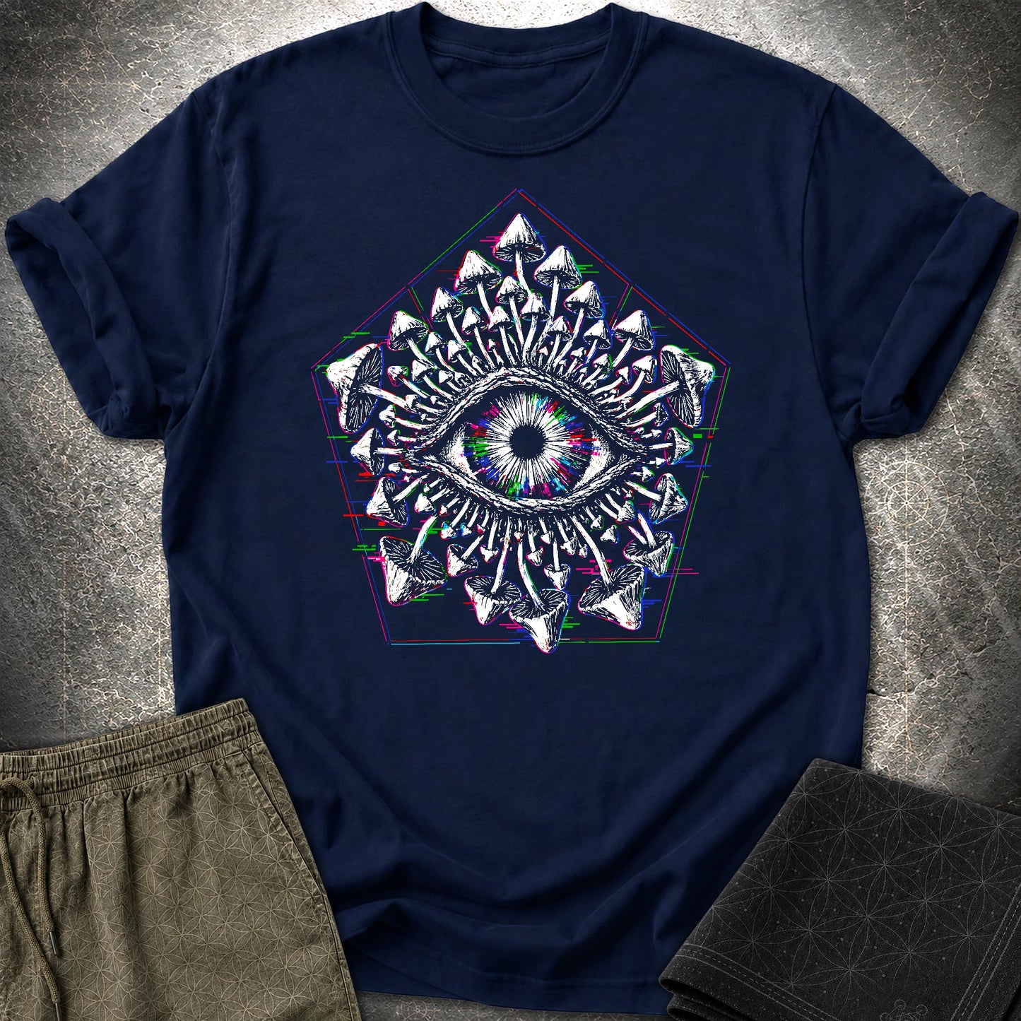 Third Eye Mushroom T-Shirt - Third Eye Mushroom T-Shirt - Navy