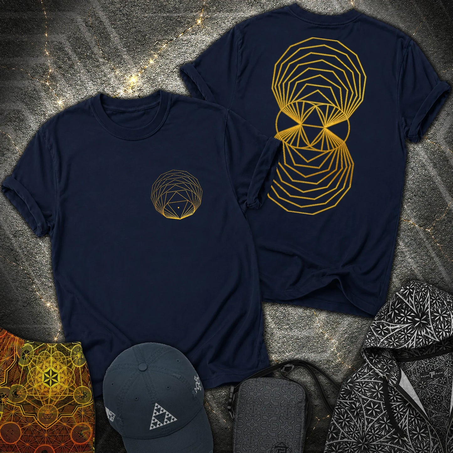 Regular Polygons Geometry 2 Sided T-Shirt - Regular Polygons Geometry 2 Sided T-Shirt - Navy