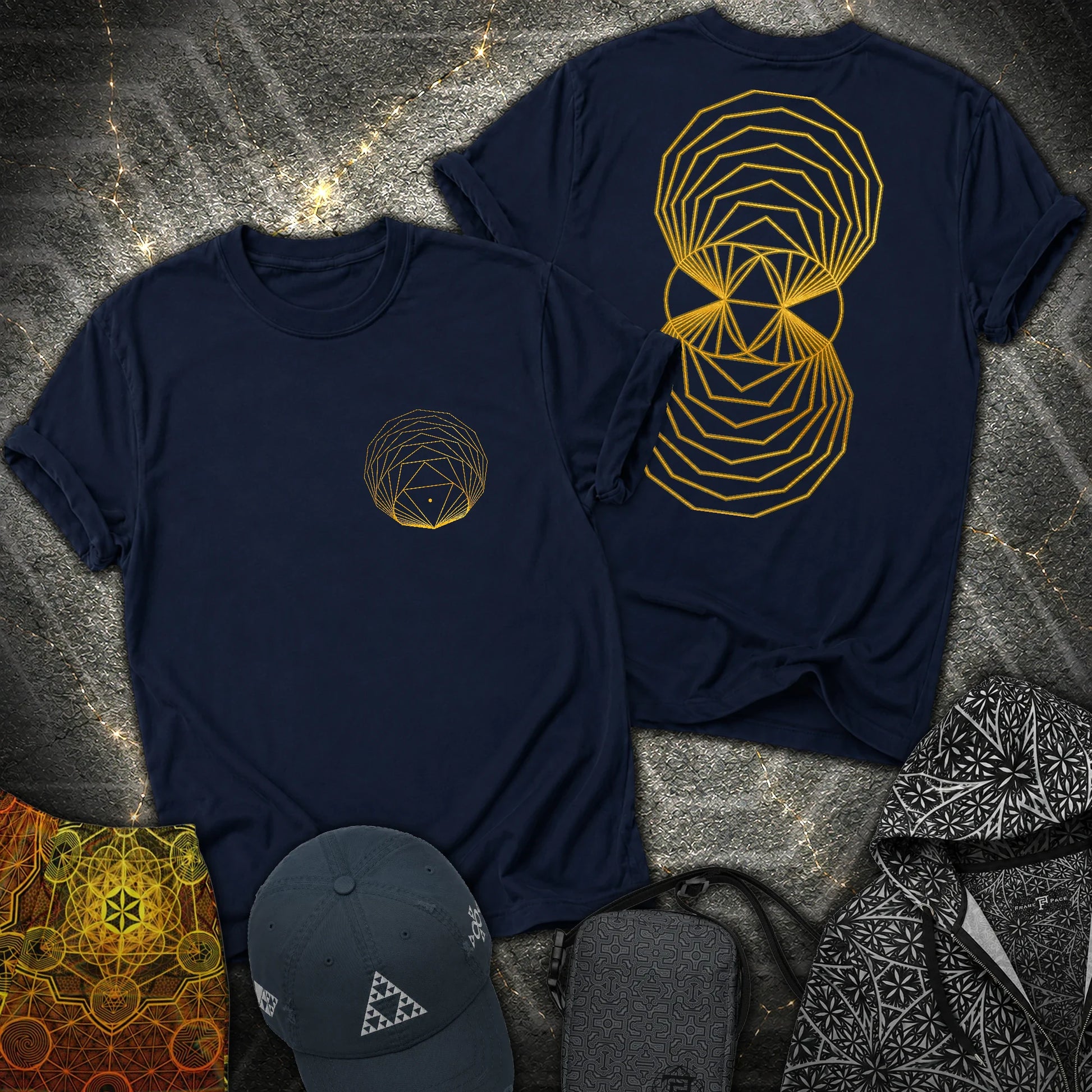 Regular Polygons Geometry 2 Sided T-Shirt - Regular Polygons Geometry 2 Sided T-Shirt - Navy