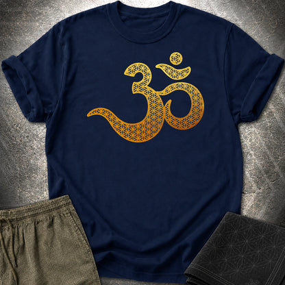 Ohm Flower Of Life Pattern T-Shirt - Ohm Flower Of Life Pattern T-Shirt - Navy
