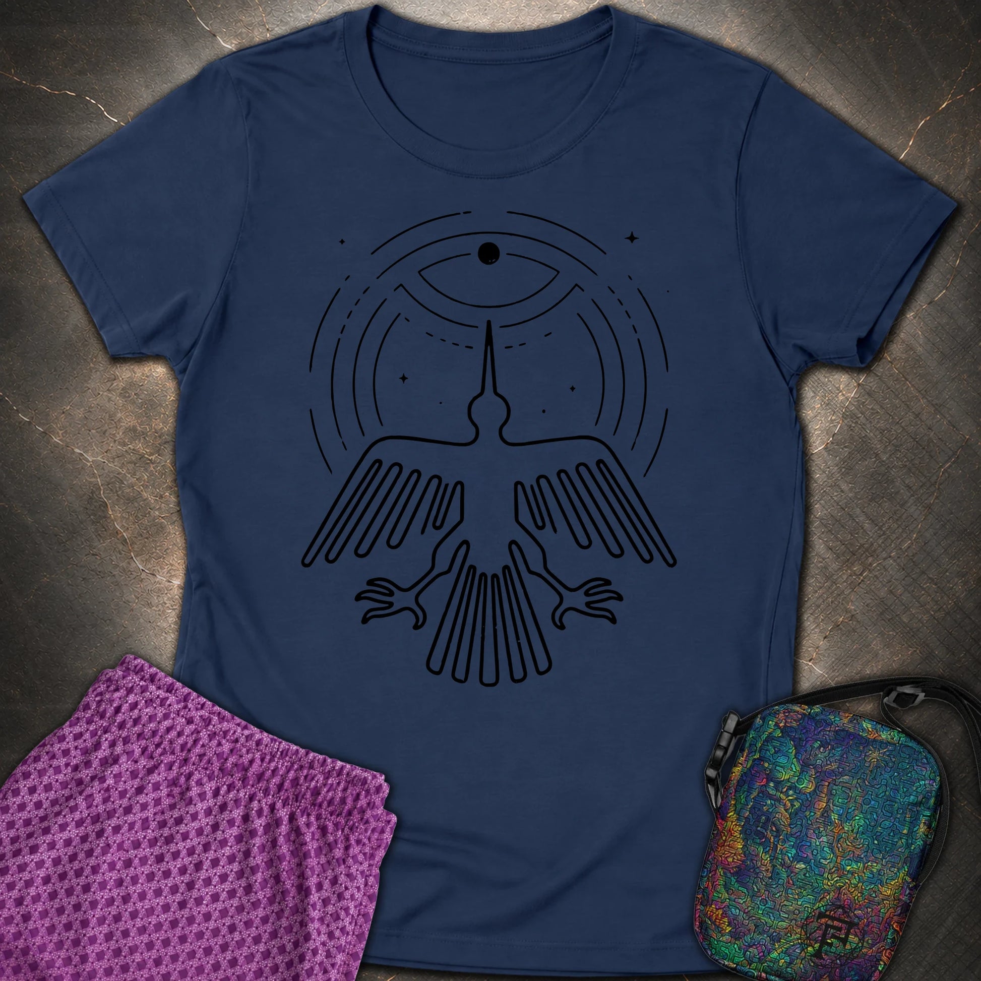 Geoglif Ptaka Biale - Geoglif Ptaka Biale Womens T-Shirt - Navy