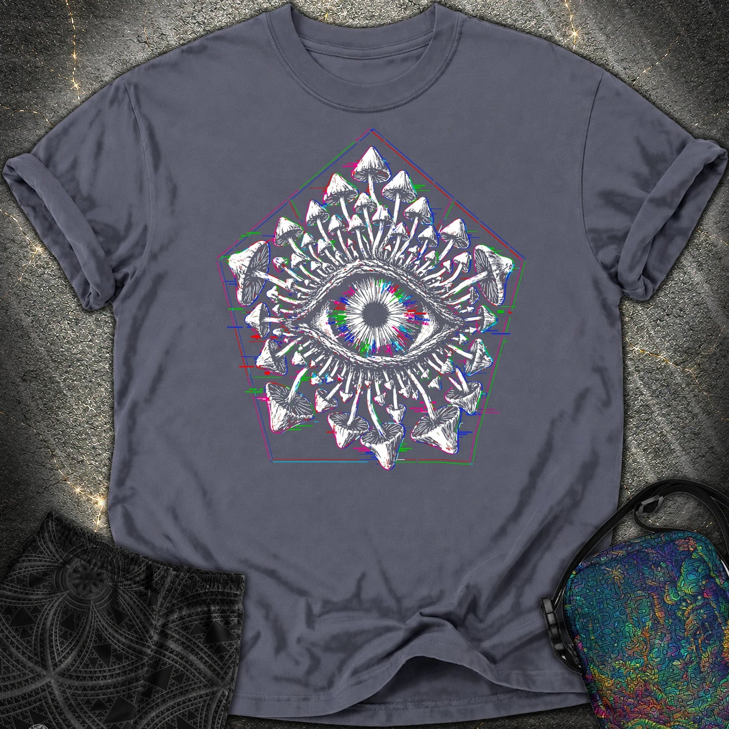 Third Eye Mushroom Comfort T-Shirt - Third Eye Mushroom Comfort T-Shirt - Navy