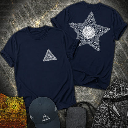 Geometric Sacred Star 2 Sided T-Shirt - Geometric Sacred Star 2 Sided T-Shirt - Navy