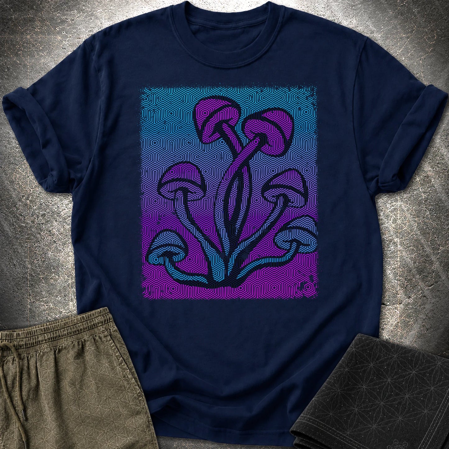 Sacred Mushrooms T-Shirt - Sacred Mushrooms T-Shirt - Navy